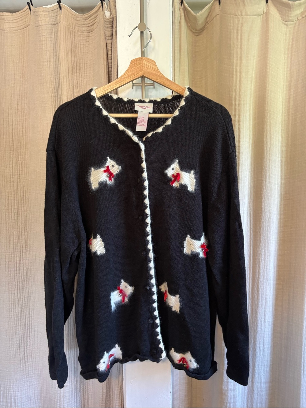 Vintage Scotty Dog Cardigan- Crystal Kole- 2X
